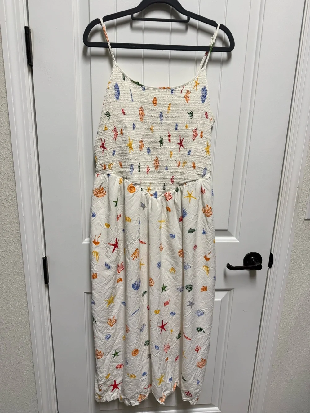 XL White Patterned Maxi Dress. Ocean/Sea Themed Print - Picture 1 of 5